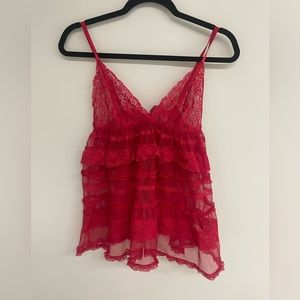 Victorias Secret Red Ruffle Lace Camisole